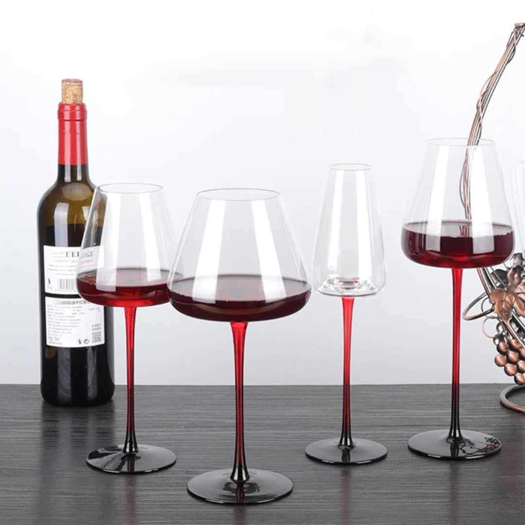 Taças de Cristal Hastes Coloridas - Toque de Classe e Estilo para seus Brindes Vinho013 Cozinha com Estilo 