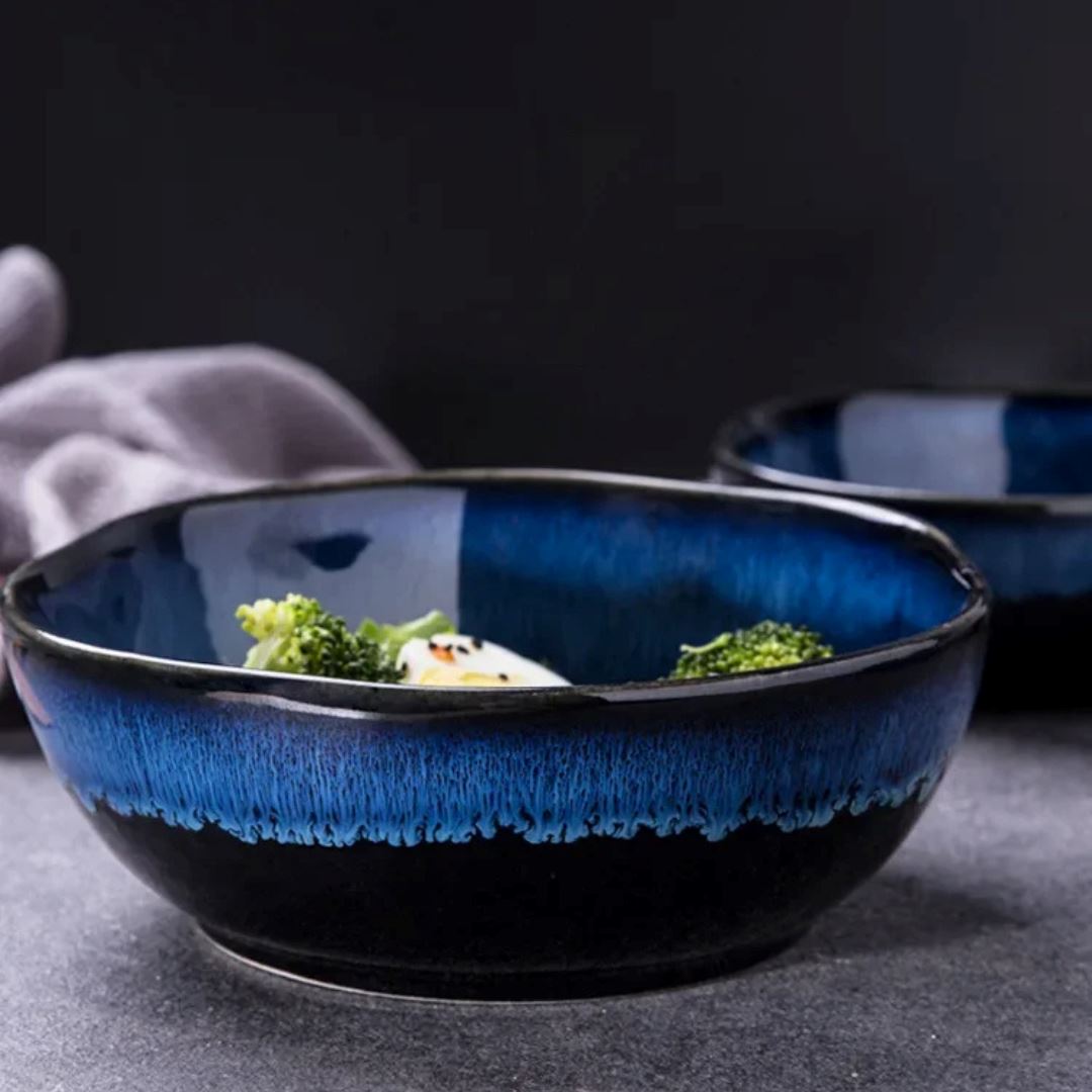 Tigela de Salada Cerâmica Azul - Elegantes e Ótima Capacidade para Servir Mesa Posta046 Cozinha com Estilo 