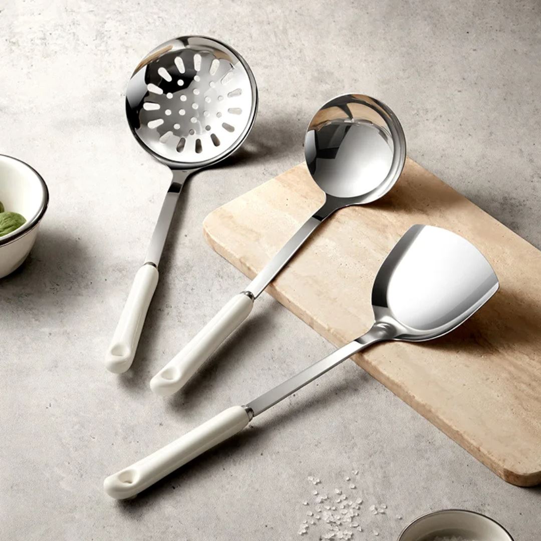 Utensílios Elegantes em Aço Inox - Organizador de Cozinha Funcional Cozinha com Estilo 