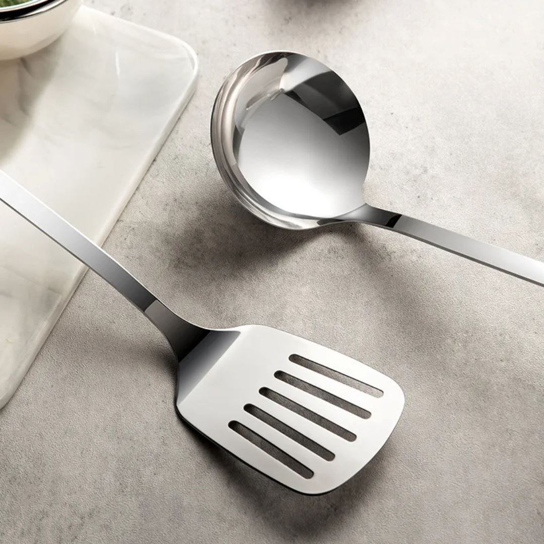 Utensílios Elegantes em Aço Inox - Organizador de Cozinha Funcional Cozinha com Estilo 